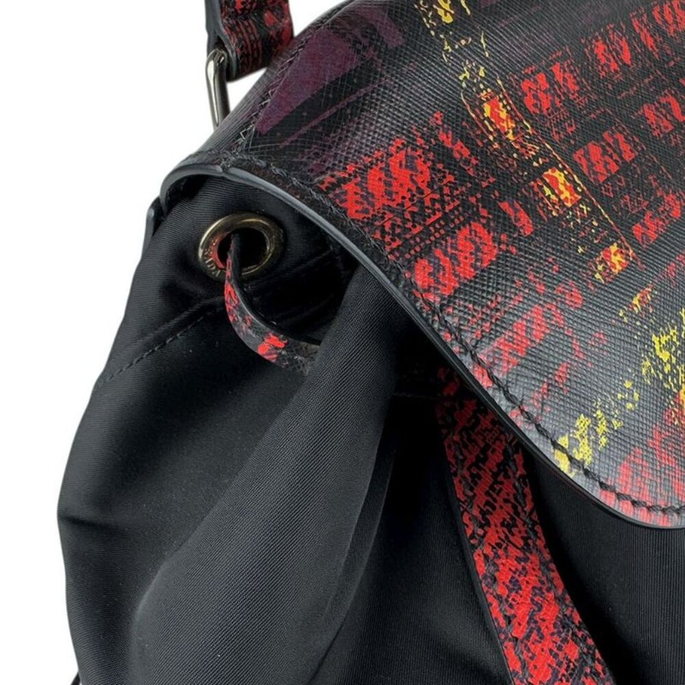 Prada Regal Check Print Black and Red Backpack - Picture 6 of 10